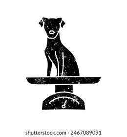 Vet animal weight scale black hand drawn icon in grunge look