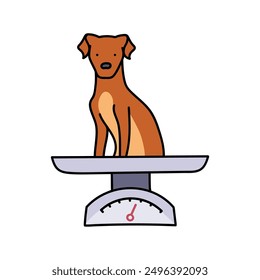 vet animal weight scale hand drawn color vector illustration