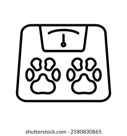 Vet animal weight scale icon. Editable line stroke on white background