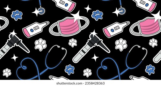 Vet cartoon elements girly background pattern