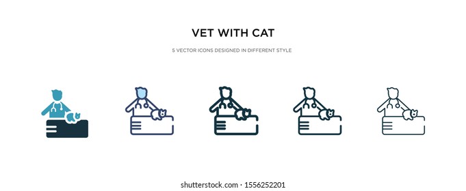 vet with cat icon in different style vector illustration. two colored and black vet with cat vector icons designed in filled, outline, line and stroke style can be used for web, mobile, ui