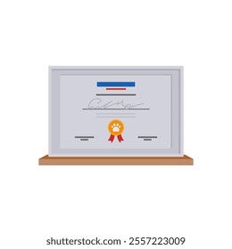 Vet Certificate, Veterinary Flat Vector Illustration