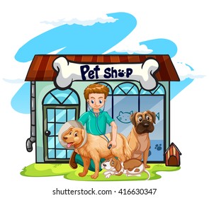 Vet checking up the dogs  illustration
