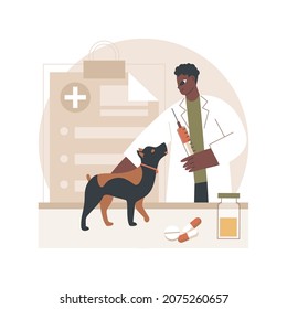 Vet clinic abstract concept vector illustration. Vet hospital, surgery, vaccination services, animal clinic, pets medical care, veterinary service, diagnostic equipment abstract metaphor.