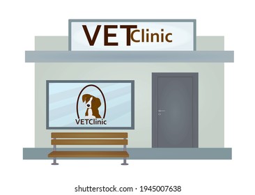 Vet Clinic, Animal Hospital Building. Vector