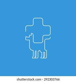 Vet clinic dog icon. Pet health insurance logo. Animal health care sign, veterinary concept, vector linear illustration