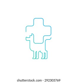Vet clinic dog icon. Pet health insurance logo. Animal health care sign, veterinary concept, vector linear illustration