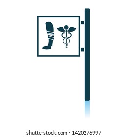 Vet Clinic Icon. Shadow Reflection Design. Vector Illustration.