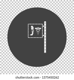 Vet clinic icon. Subtract stencil design on tranparency grid. Vector illustration.