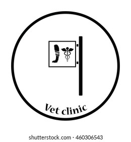 Vet clinic icon. Thin circle design. Vector illustration.