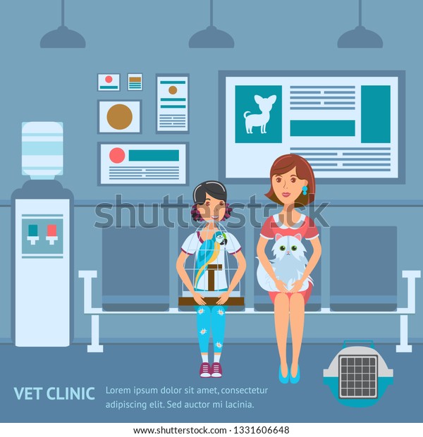 Vet Clinic Queue Web Banner Vector Stock Vector Royalty Free