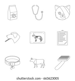 Vet clinic. Treatment of sick animals. Hospital for animals.Vet clinic icon in set collection on outline style vector symbol stock illustration.