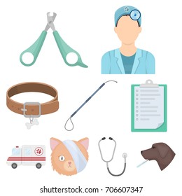 Vet clinic. Treatment of sick animals. Hospital for animals.Vet clinic icon in set collection on cartoon style vector symbol stock illustration.
