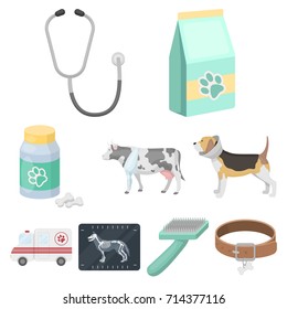 Vet clinic. Treatment of sick animals. Hospital for animals.Vet clinic icon in set collection on cartoon style vector symbol stock illustration.