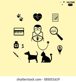 Vet clinic. Veterinary banner. Vector illustrator