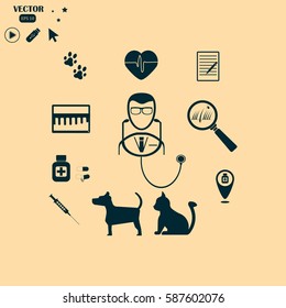 Vet clinic. Veterinary banner. Vector illustrator