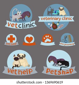 vet clinic,pet shop and grooming Simple veterinary medicine icons,pet shop and grooming icons set. Vector icon design