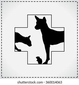 Vet Cross Black. Veterinary Sign
