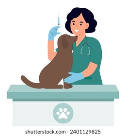 Vet doctor appointment.  Medical treatment,vaccination animal health care.Vector illustration