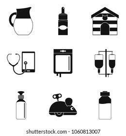 Vet doctor icons set. Simple set of 9 vet doctor vector icons for web isolated on white background