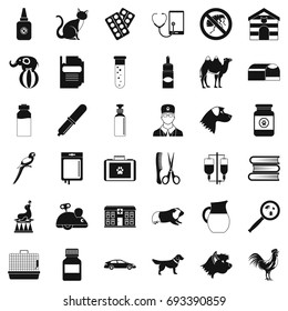 Vet doctor icons set. Simple style of 36 vet doctor vector icons for web isolated on white background