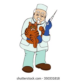 vet helping a sick cat 