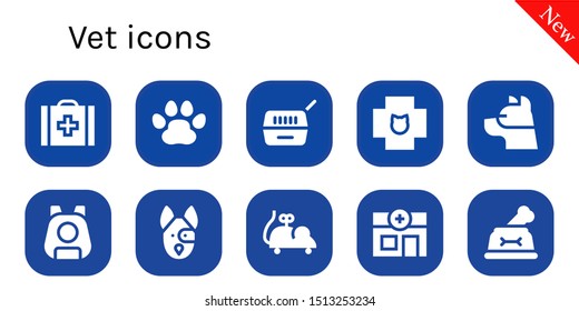 vet icon set. 10 filled vet icons.  Simple modern icons about  - Veterinary, Pawprints, Pet, Dog, Mouse toy
