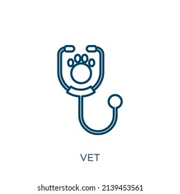 vet icon. Thin linear vet outline icon isolated on white background. Line vector vet sign, symbol for web and mobile