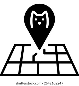 Vet Icon, Veterinarian. Map Pointer Sign. Vector Silhouette Icon