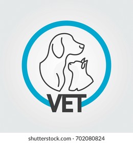 Vet logo design with gods and cats head silhouettes. Vector illustration