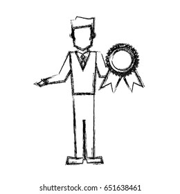 vet man with award prize competition sketch