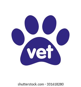 Vet paw print logo, vector illustration