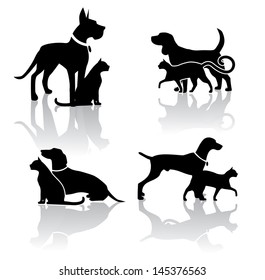 Vet Pet Icons Symbols Set EPS 8 vector, grouped for easy editing. No open shapes or paths.