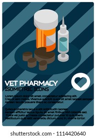 Vet pharmacy color isometric poster
