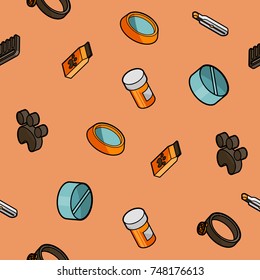 Vet pharmacy color outline isometric pattern