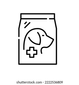 Vet recommended dog food package. Pixel perfect, editable stroke line icon