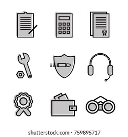 Vet of vector flat icons for commercial, economic, security topics. Used on the site, for logos