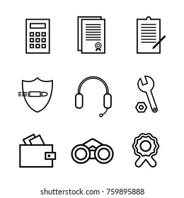 Vet of vector flat icons for commercial, economic, security topics. Used on the site, for logos