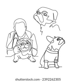 Vet vector illustration drawn in line art style
