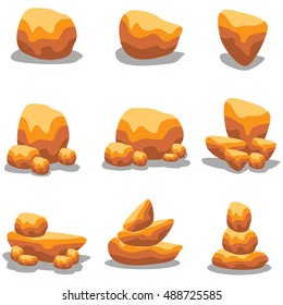Vetcor of golden stone set vector illustration