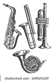 Vetcor illustration of brass instruments.