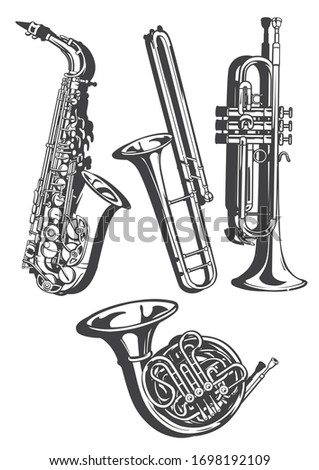 Vetcor illustration of brass instruments.