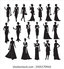 Vetcor Multiple images of a woman   silhouette.