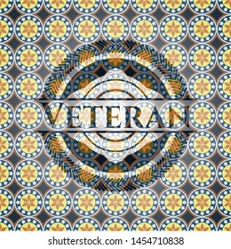 Veteran arabic style emblem. Arabesque decoration.