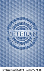 Veteran blue emblem with geometric background. Vector Illustration. Detailed. 