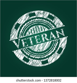 Veteran chalkboard emblem written on a blackboard