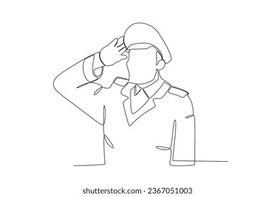 A veteran commemorates Independence Day. Veteran day one-line drawing