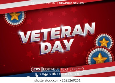 veteran day 3d editable text effect template