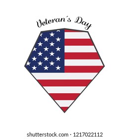 Veteran day label with the flag of United States. Vector illustration design
