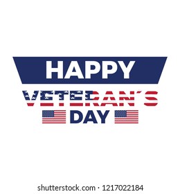 Veteran day label with the flag of United States. Vector illustration design